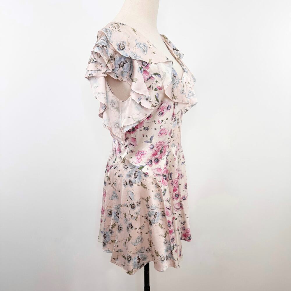 LoveShackFancy Frankie Dress Cream Silk Floral Ruffle Cottage Core Boho Size 6 - Picture 6 of 16